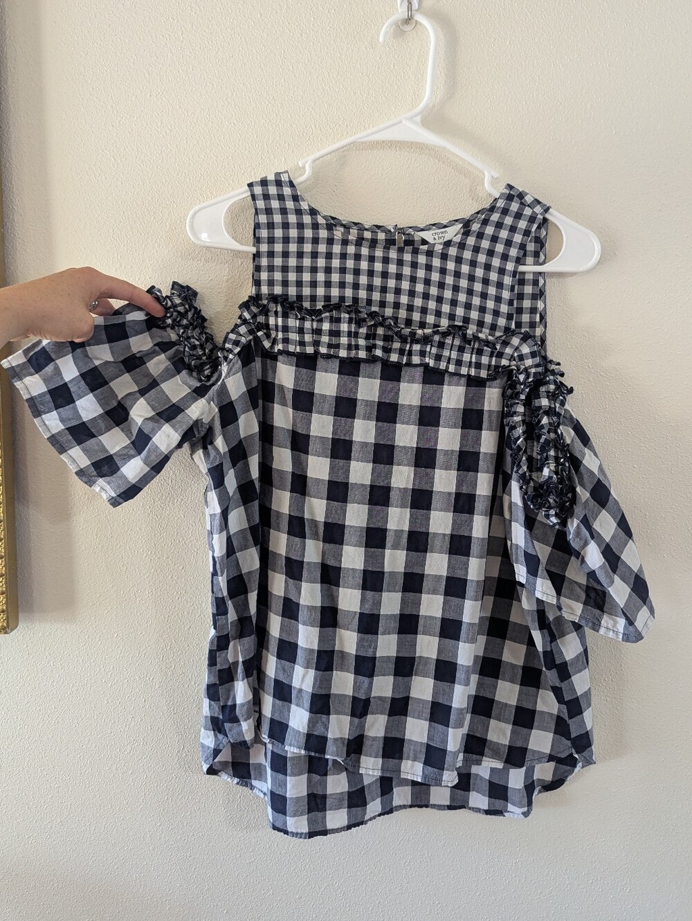 Cold Shoulder Gingham Top